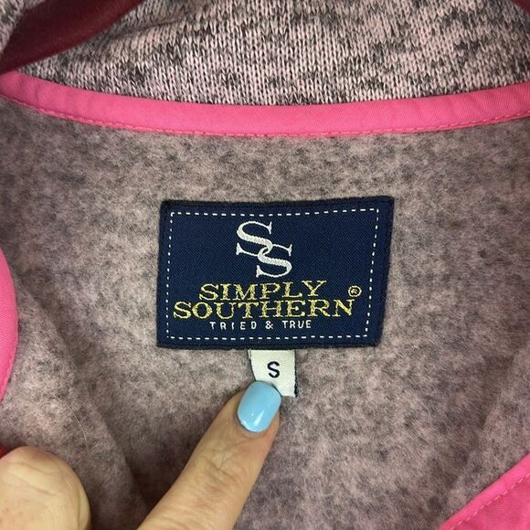 Knit Snap Pullover in Pink Heather by Simply Southern Size Small - Picture 3 of 7